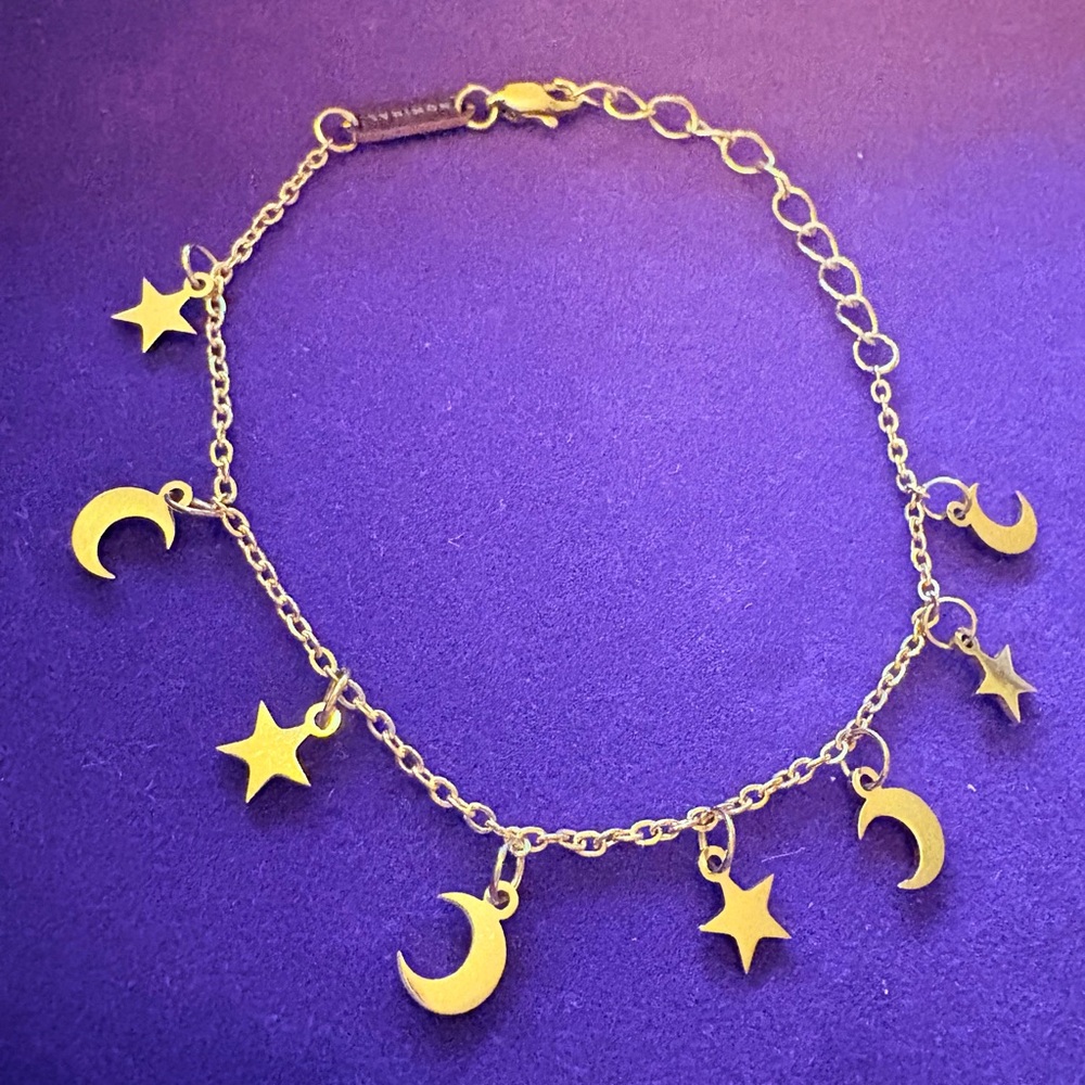 Moon & Stars Galaxy Bracelet - Nominal Arabic Jewelry - 18k Gold Plated - NWOT